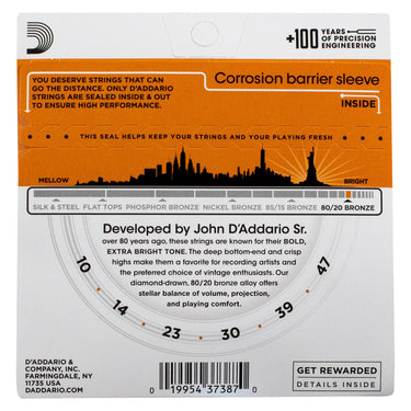 Encordadura D Addario P/guitarra Acustica 80/20 Bronce, Ej10-e